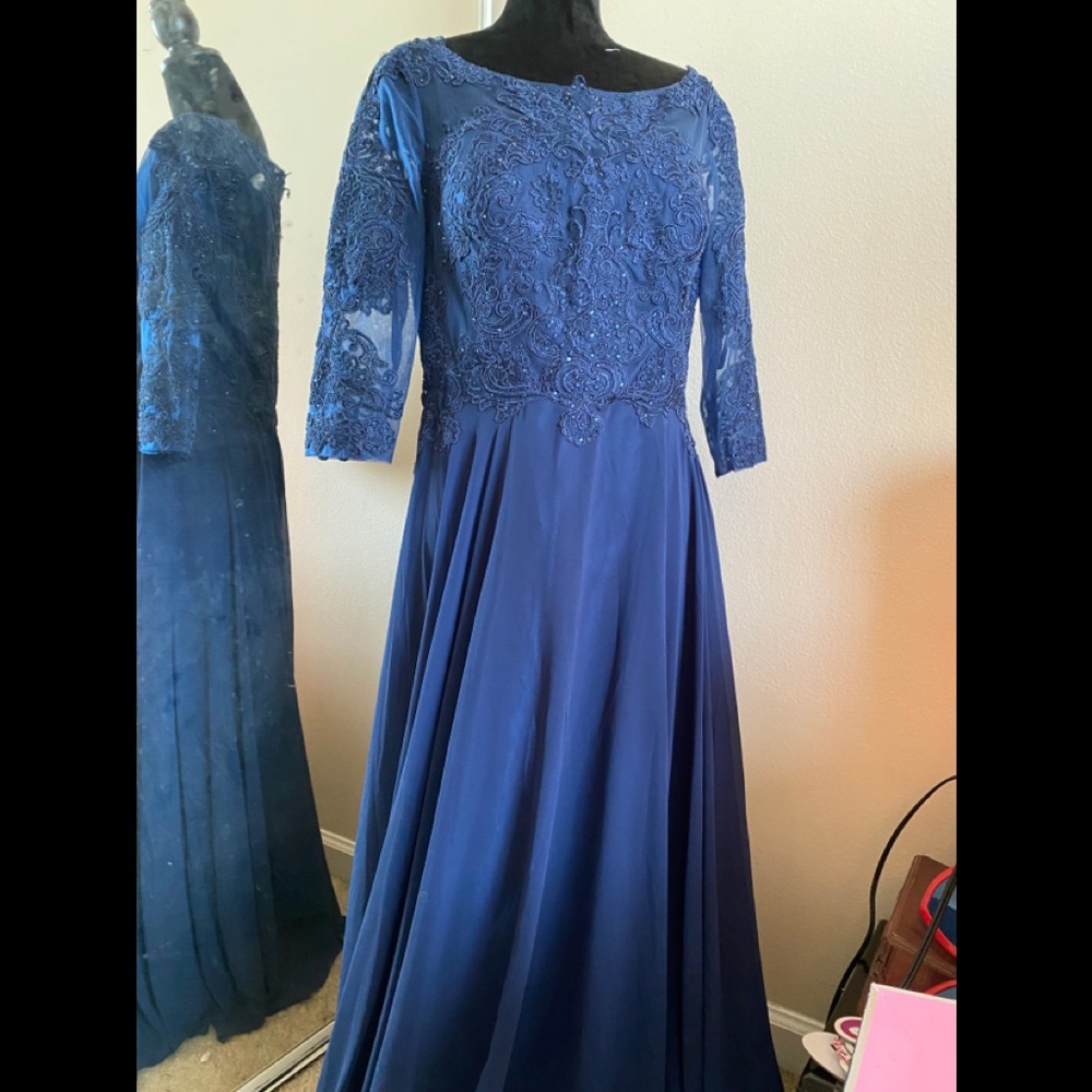 Long Navy Blue party cocktail dress XL